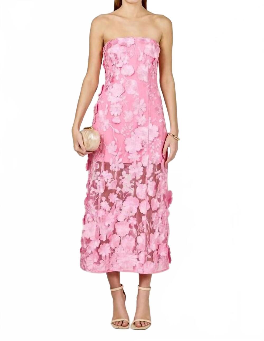 NEW ENDLESS ROSE floral embroidery strapless dress in pink
